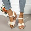 Large-sized Sandals Fish-mouthed Wedge Heels One-button Women's Shoes