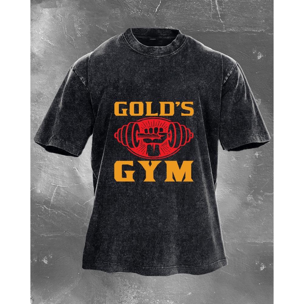 

High Quality Summer T-shirts Casual Loose Gold Gym Printed Tees Fashion Holiday Short Sleeve Round Neck Cotton Clothings S