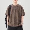 New Summer Short-sleeved T-shirt for Men's Textured T-shirt Loose Five-quarter Sleeve Jacket