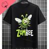 UnisexS Zombie Bee Apocalypse Graphic TShirt with Creepy Undead Horror Design Black Pure Cotton Shortsleeve Tee Outdoor Clothing