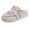 Halbschlepp-Canvas-Schuhe Damen 2025 Sommer Taschenkopf Oberbekleidung Board-Schuhe kleiner duftender Wind Ein Pedal Lazy Dicksohlige Freizeit-Damenschuhe