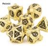 7 Pcs Golden Black Tree Stump Root Metal Dice Solid Metal Polyhedral Dice Suitable for Role-Playing RPG  Board Game Card Game