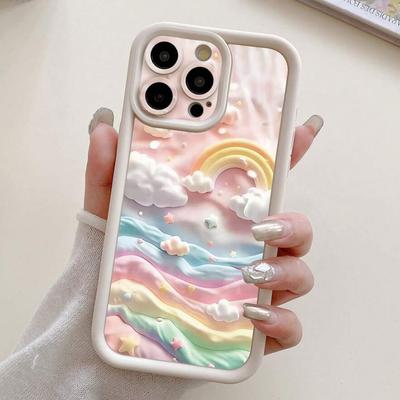 Phone Case for Xiaomi Redmi 14c 13 4G 13c 12c Note 14 12 11 13 Pro Plus 5G 12s 10 Pro 4G Cloudy Rainbow Design Silicone Cover