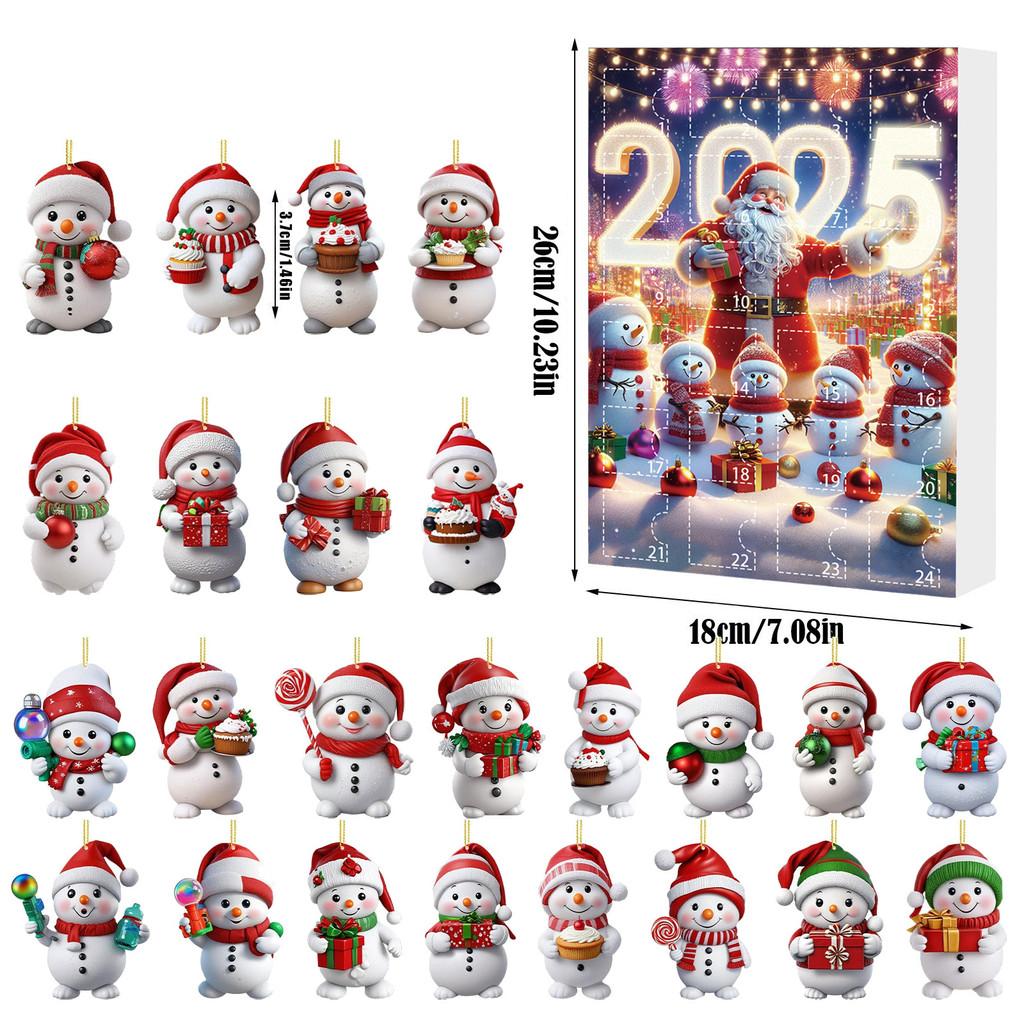 Christmas Snowman Acrylic Hanging Decor With 24 Pieces For Holiday Festivities