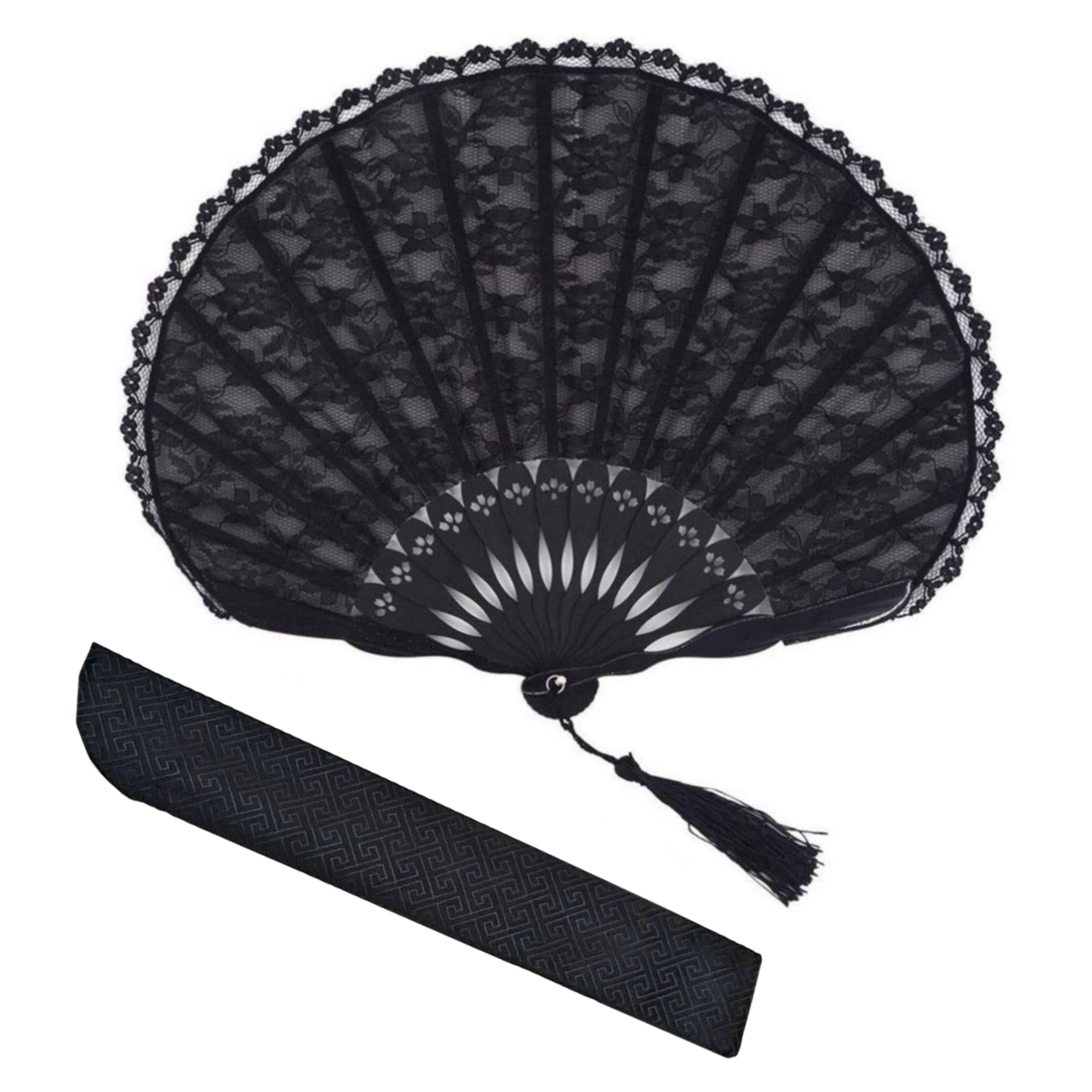 

Hoshiumi Folding Shell Fluffy Lace Fan, Fan, Fan, (Black)