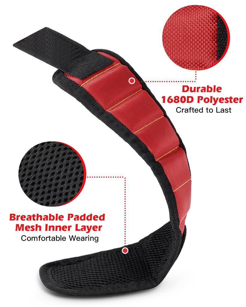 Magnetic Wristband Comes with 10 Strong Magnets Wrist Power Repair Tool Accessories for Screws Nails Bolts Drills Fasteners DIY