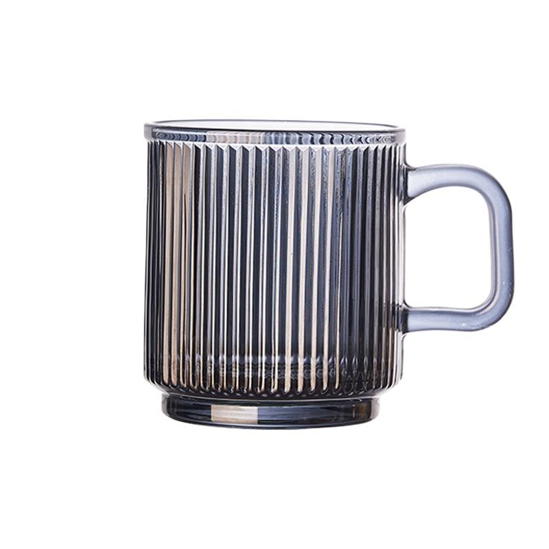 1/2PCS Vertical Grain Glass Coffee Cup 340ML Water Cup With Handle Suitable Iced Coffee Juice Cup Valentine's Day Gifts