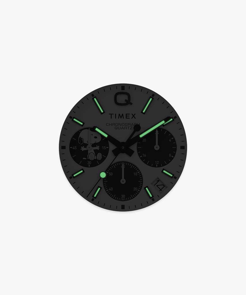 Taimaegseu X Peanuts Q Timex Chronograph Leather Watch 40Mm
