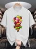 Unisex Summer Short Sleeve Crew Neck Tee Cartoon Lemon Cherry Ice Cream Print Casual Loose Fashion Streetwear Daily Basic Top