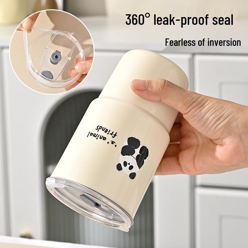 304 Stainless Steel Cartoon Coffee Cup with Lid & Straw, Portable Travel Mug for Home & Office