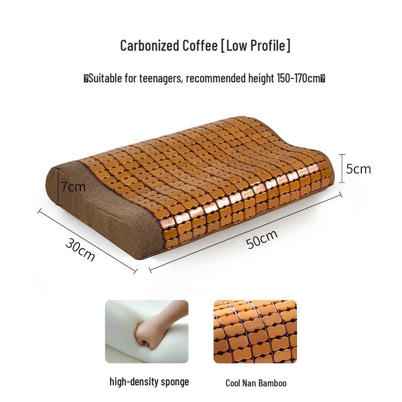Free Shipping Summer Bamboo Cool Pillow - Neck Support for Men & Women, Hard Spine Protection, Single Person Sleep Mat