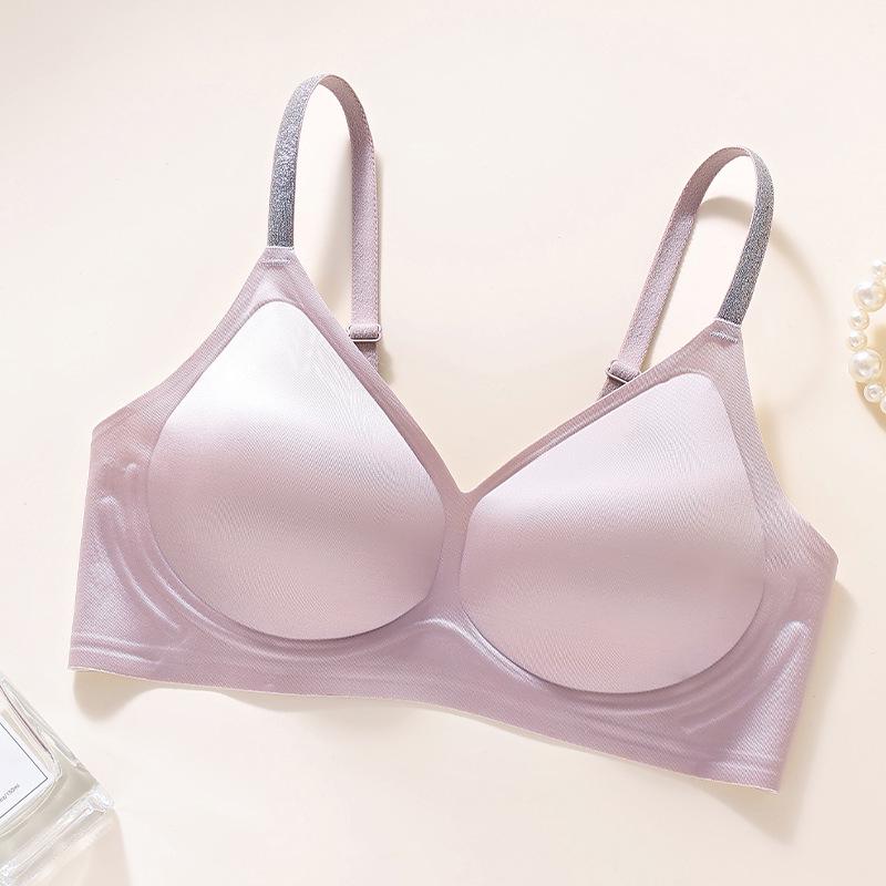 Satin Jelly Soft Support Wire-Free Push-Up Bra with Fixed Cups and Smooth Beautiful Back