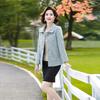 Spring Autumn Fashion Small Fragrance Tweed Jacket Women's Casual Wild Short Coat Mother Plaid Blazer Suit  Elegant  Outwear 5XL