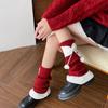 Y2k Bow Knitted Leg Socks Japanese Christmas Knee Socks Sweet JK Lolita Leg Socks  Girls
