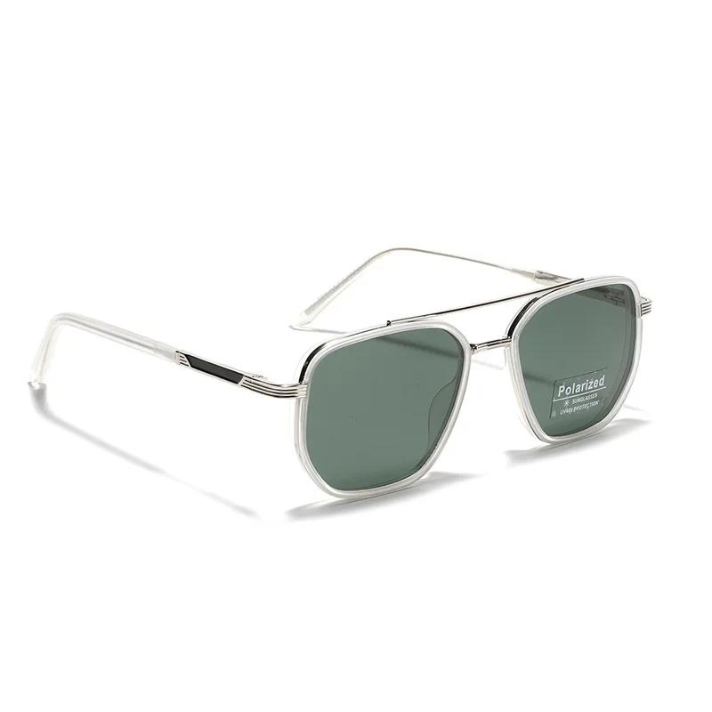 Sunglasses Men Retro Style Metal Frame Sun Glasses Double Bridge Driving Uv400 Eyewear Hombre