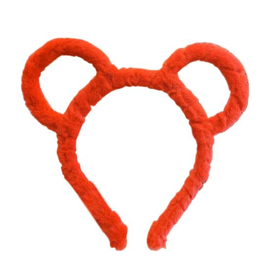 

Женская зимняя толстая плюшевая повязка на голову с круглыми медвежьими ушками, обруч для волос, эластичный головной убор карамельного цвета, аксессуары для волос красный