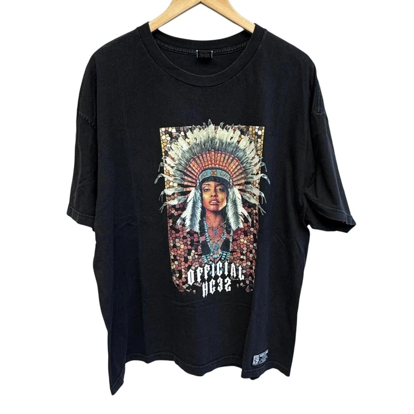 Hustle Gang Official Headz Native Woman Graphic Print T-Shirt Men s 2XL L