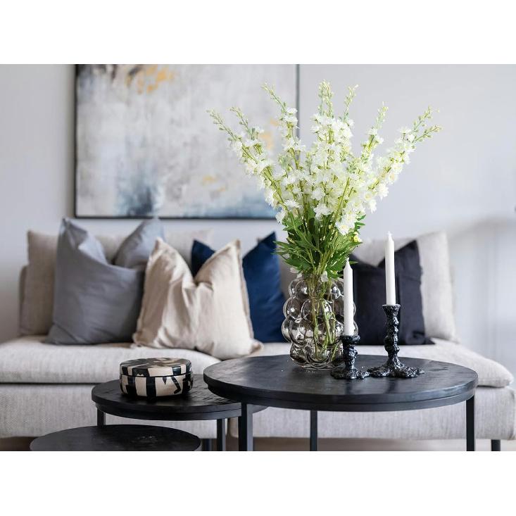 5pcs White Delphinium Artificial Flowers, 33" Silk Larkspur Faux Flower with Long Stem Fake Bouquet for Tall Floor Vase Kitchen Home Indoor Hyacinth