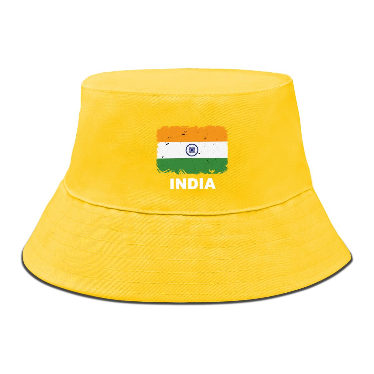 

Панама с принтом флага Индии, Патриотическая мужская шляпа, Модная унисекс простая шляпа-ведро as the picture жёлтый