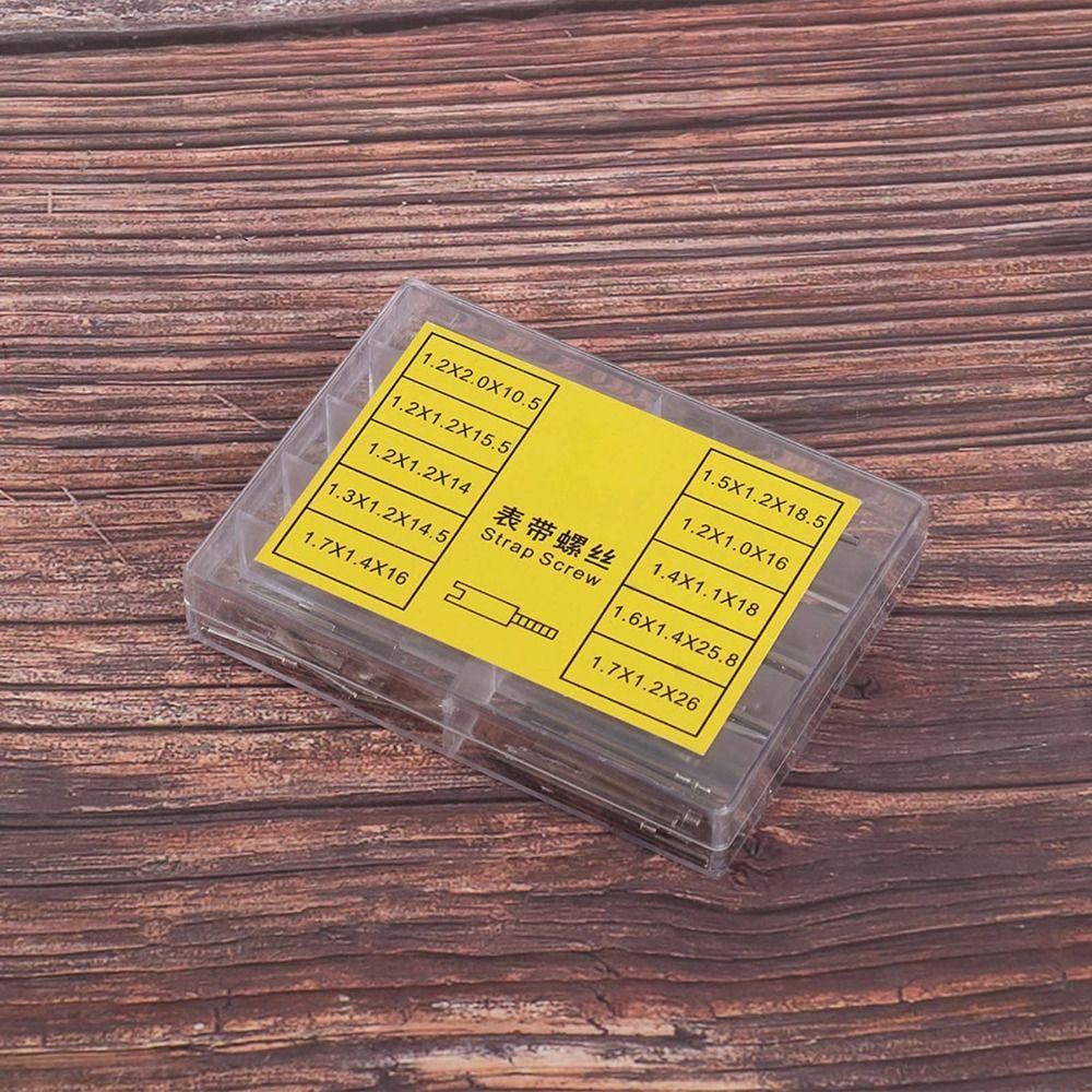 Profesionální sada šroubů na hodinky s 10 velikostmi, stříbrná barva, kovový materiál, příslušenství pro hodinky, nástroj pro opravu hodinek, nadšenci hodinek