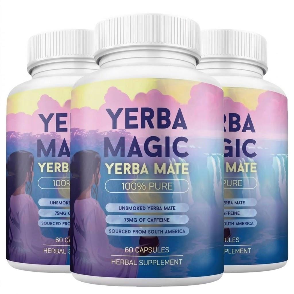 Yerba Magic Czyste Kapsułki Yerba Mate – 100% Niewędzony Południowoamerykański Ekstrakt Ziołowy dla Energii i Koncentracji (60 liczyć)