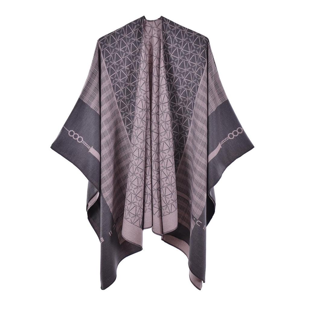 Women's Retro Plaid Imitation Cashmere Shawl Cloak - Stylish & Warm Outerwear