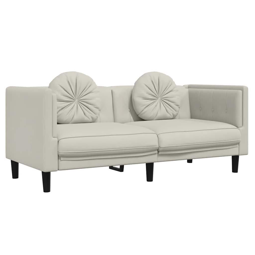 3 Piece Sofa Set with Cushions Cream Velvet