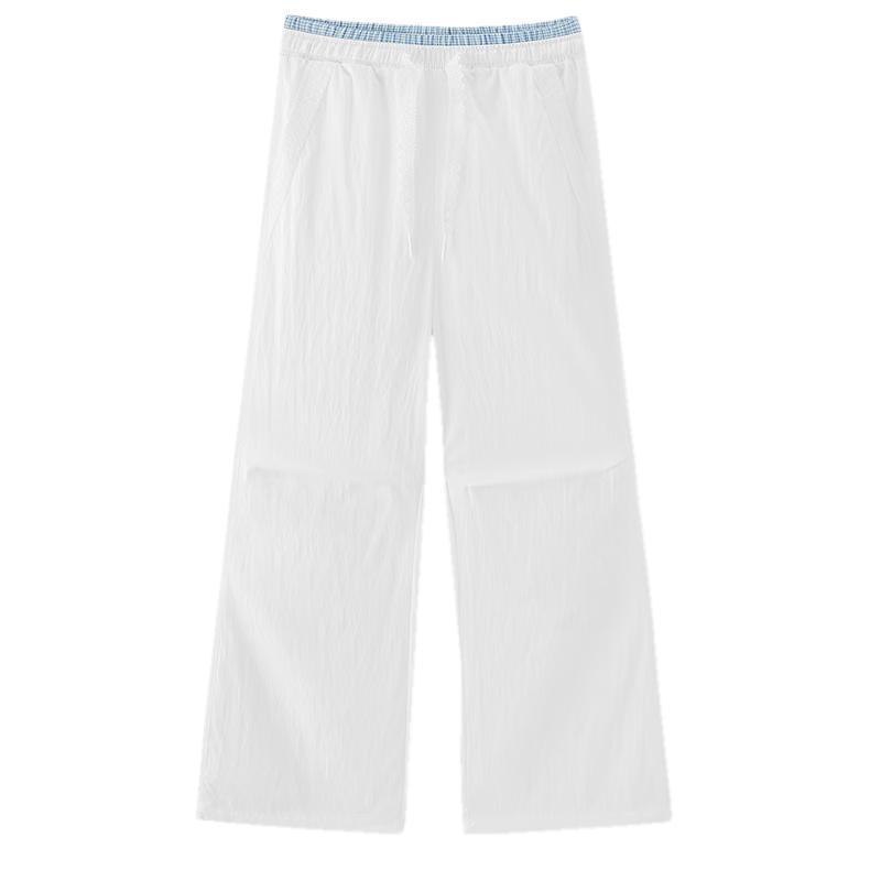 Semir Women's Summer Lace Color-Block Wide-Leg Cool-Feel Pants