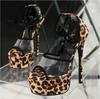 2024 New High Heel Women's Shoes Leopard Pattern Thin High Heel Transparent Strap Sandals Platform Shoes Heels Women