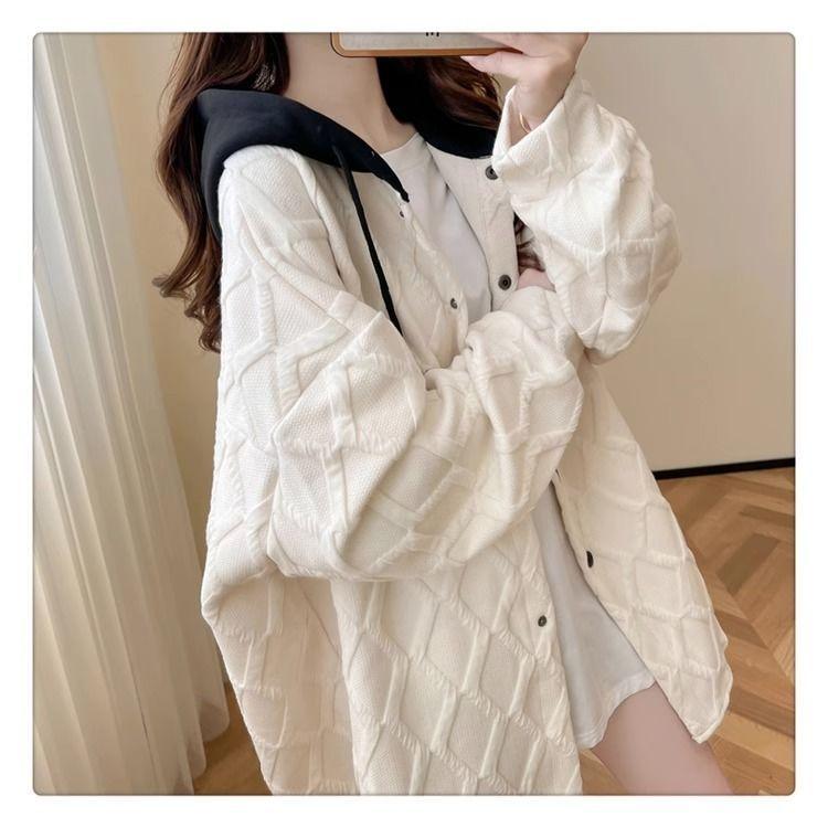 Plus Size Women Autumn Winter Plaid Hooded Sweatshirt Drawstring Long Sleeve Hoodie Oversize Casual Loose Coat Streetwear