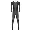 Herren Glatter Unifarbener Langarm Rundhals Bodystocking Nachtwäsche Body