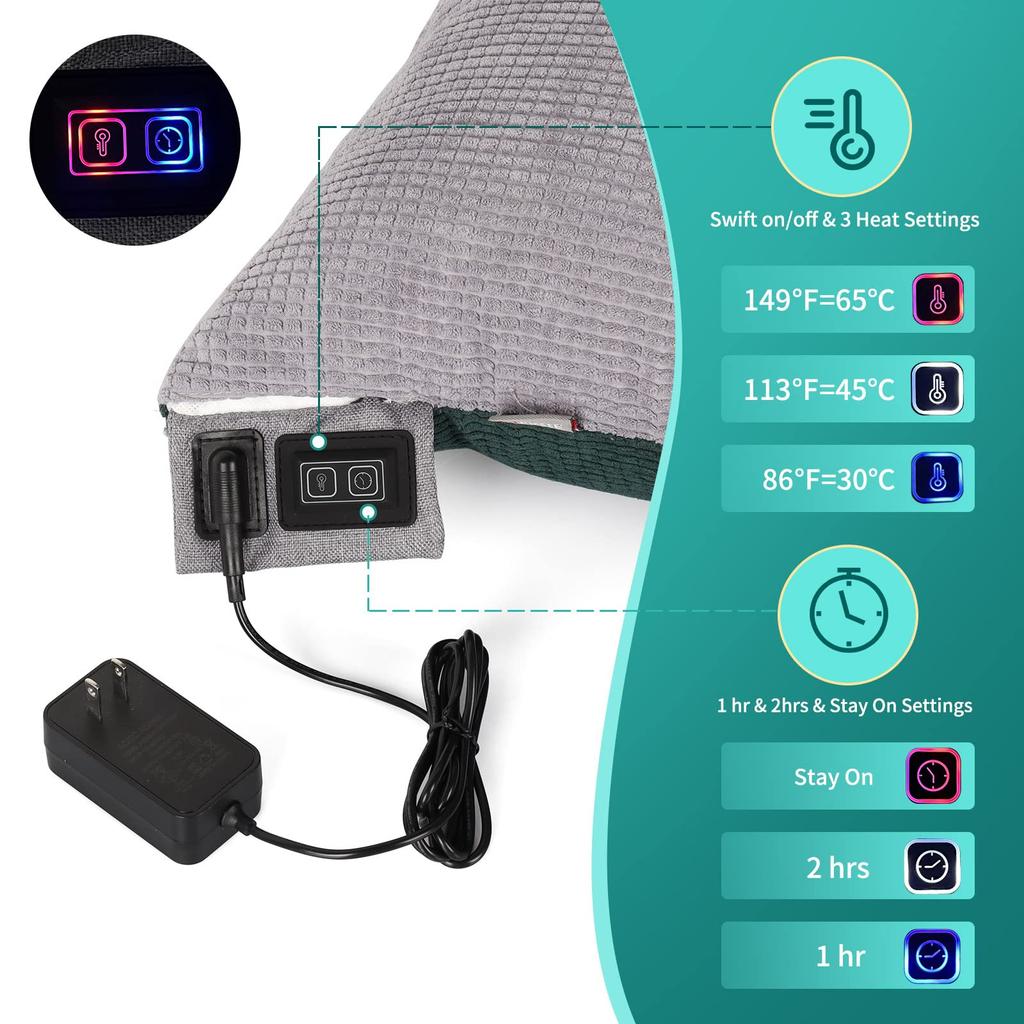 USB Car Household Electric Heated Pillowcase Soft Square Throw Pillow Winter Touch Control Outdoor Portable Fast Heating Warm
