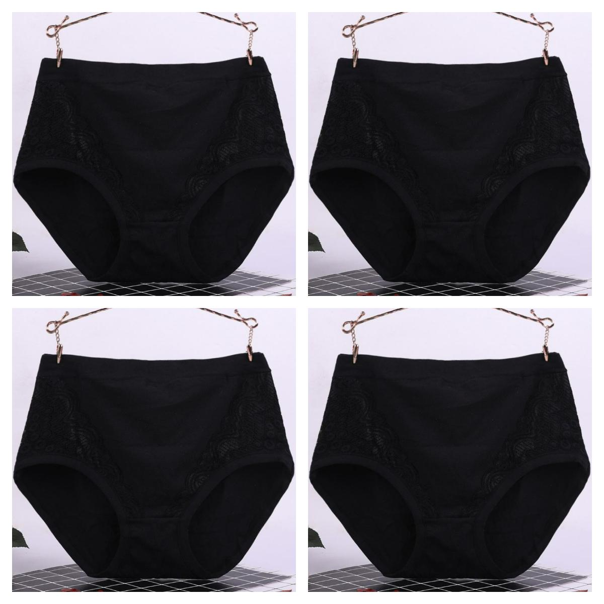 

4PCS XL-6XL Нижня білизна великих розмірів Бавовняні мереживні трусики Нижня білизна Труси з високою талією Жінки середнього віку 5XL
