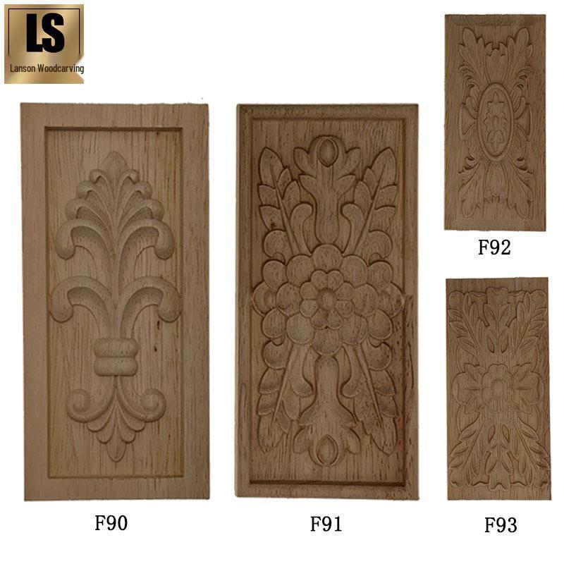 European-Style Solid Wood Carving: Rectangular Floral Block