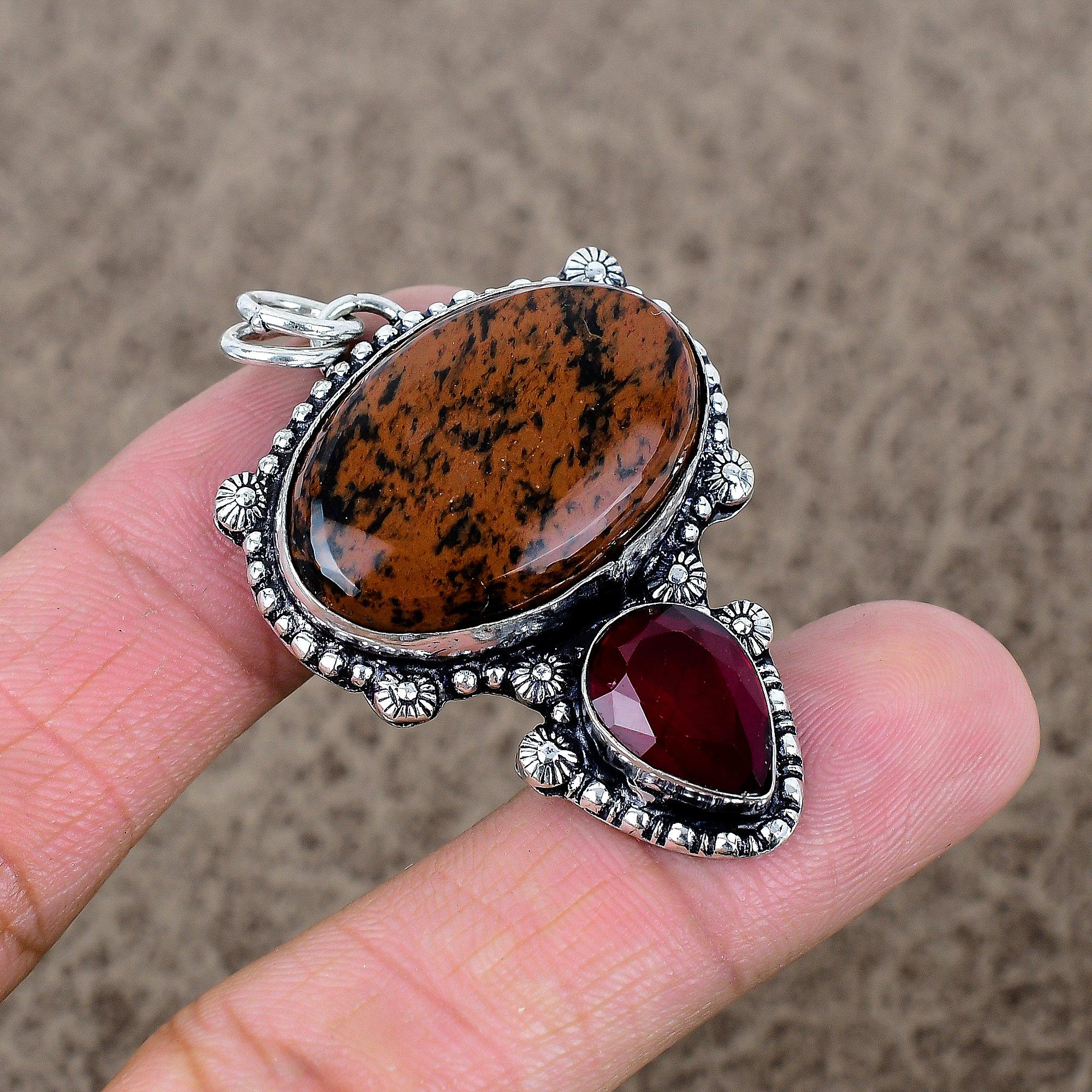 

Mahogany Obsidian Gemstone 925 Sterling Silver Jewelry Pendant 2.05 KKG-345