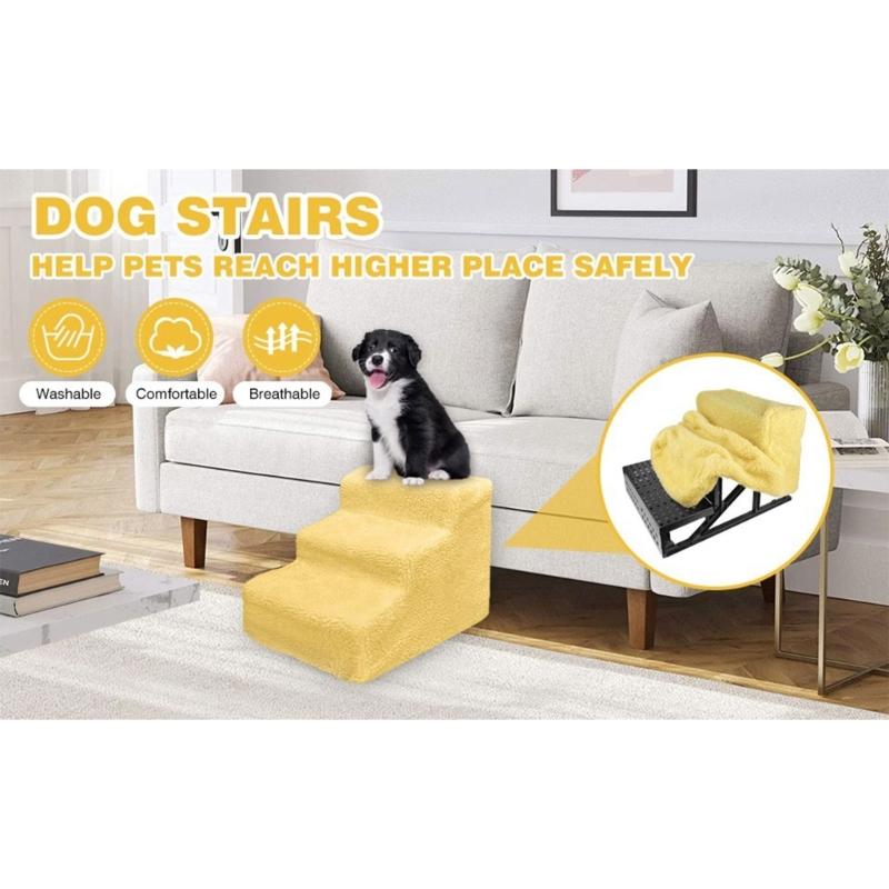 3 Tiers Pet Ramps Ladder for Bed or Sofa Small Body Pets and Old Dogs and Cats Easy To Carry Non-Slip Dog Stairs