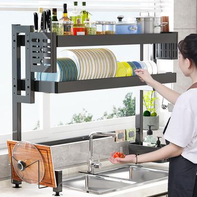 Estante organizador de cocina, escurridor de platos, cuenco, cubiertos, cuchillos, cucharas, soporte para escurrir, estante de almacenamiento para encimera de cocina