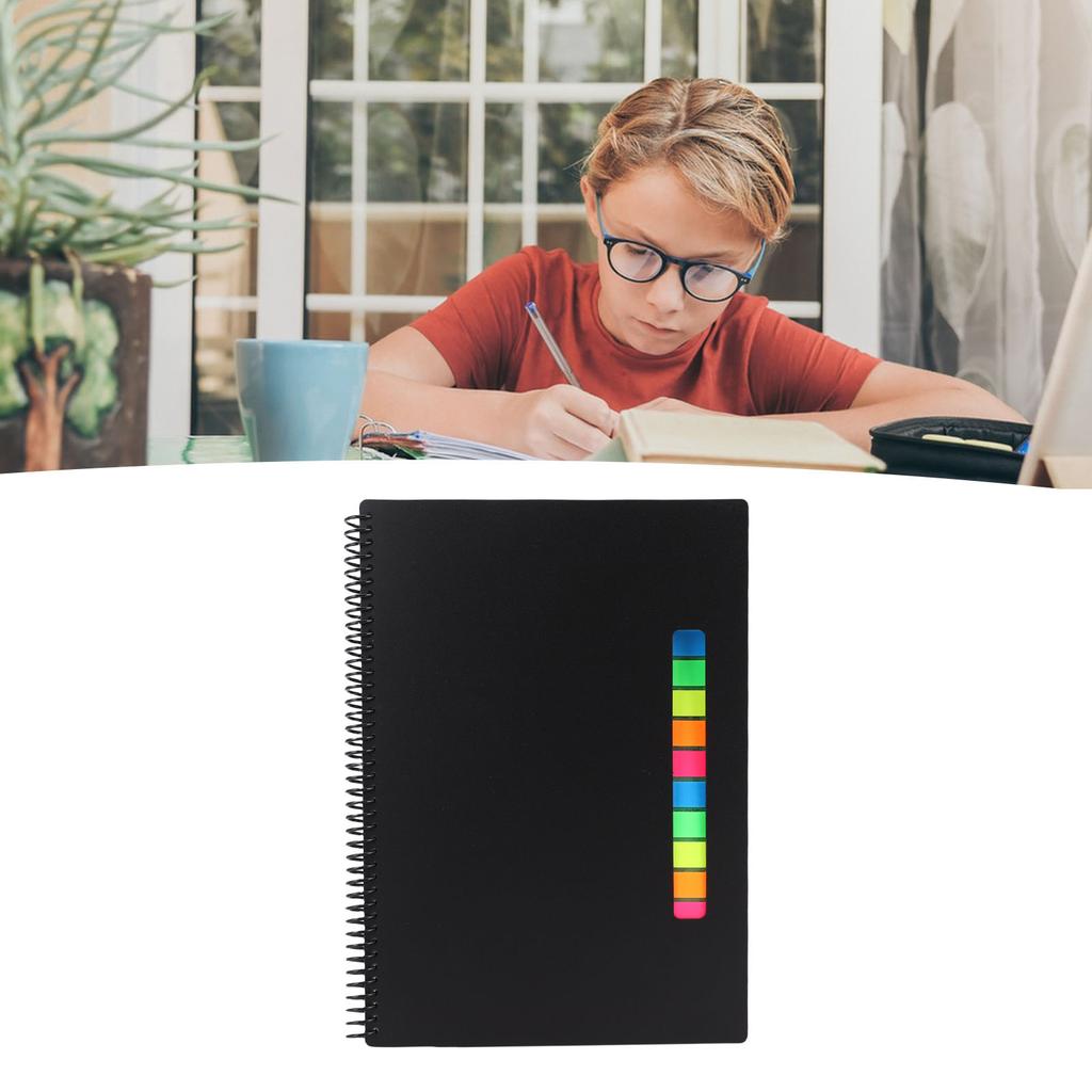  Reusable Paper Notebook Spiral Bound Erasable Shorthand Notepad APP Connectivity Black Lined and Dotted Pages 