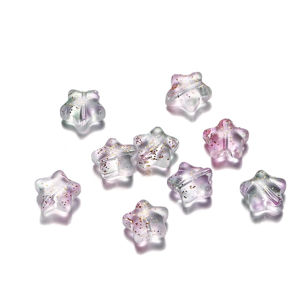 30pcs 8mm Colorful Five-pointed Star Glass Beads Loose Spacer Beads for DIY Handmade Jewelry Making Bracelet Accessories