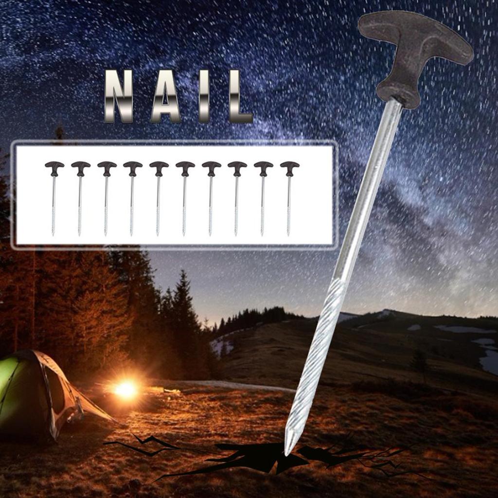 Non-Rust Camping Family Tent Pop Up Tent Stakes Heavy Duty Metal Tent Pegs 10pc-Pack Camping Accessories Quality Metal