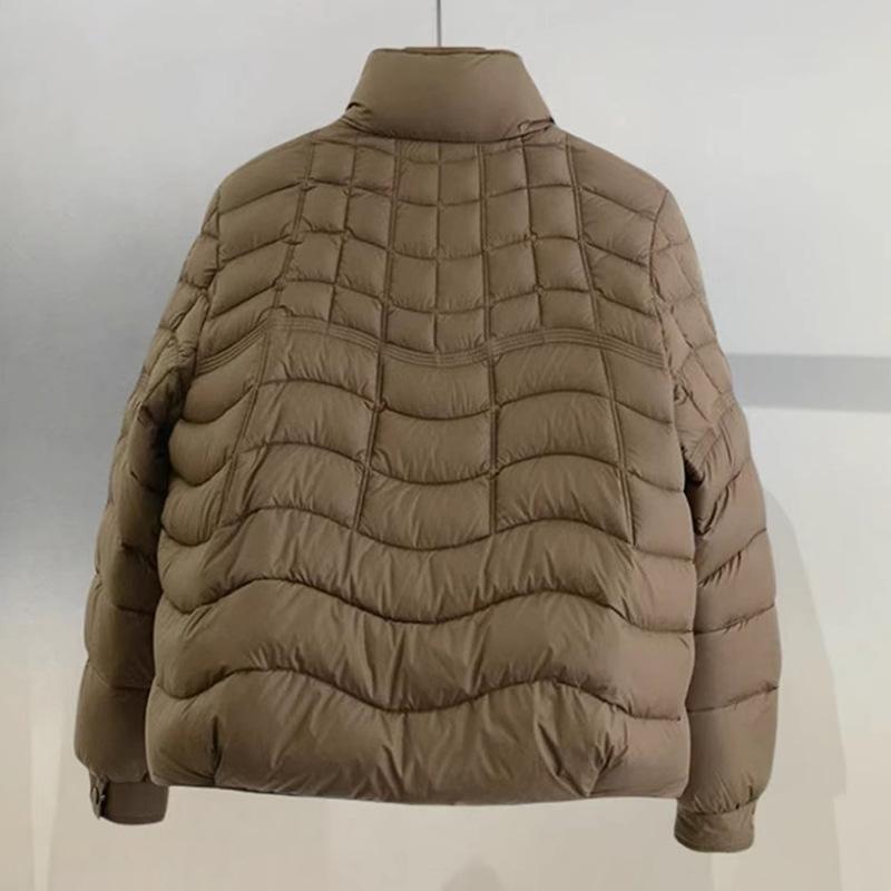 FASHION Down  Women's 2024 Winter New Light and Thin 90 White Duck Down Small Stand-up Collar Wave Warm Winter Coat Clothes