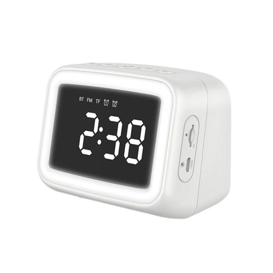 

Будильник с Bluetooth-совместимым динамиком. Функция повтора. Компактный многофункциональный цифровой будильник-термометр. белый
