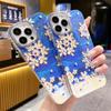 For iPhone 15 Pro Max Fashion Glitter Flowers Luxury Transparent Frame Phone Case For iPhone 11 12 13 14 16Plus Protective Cover