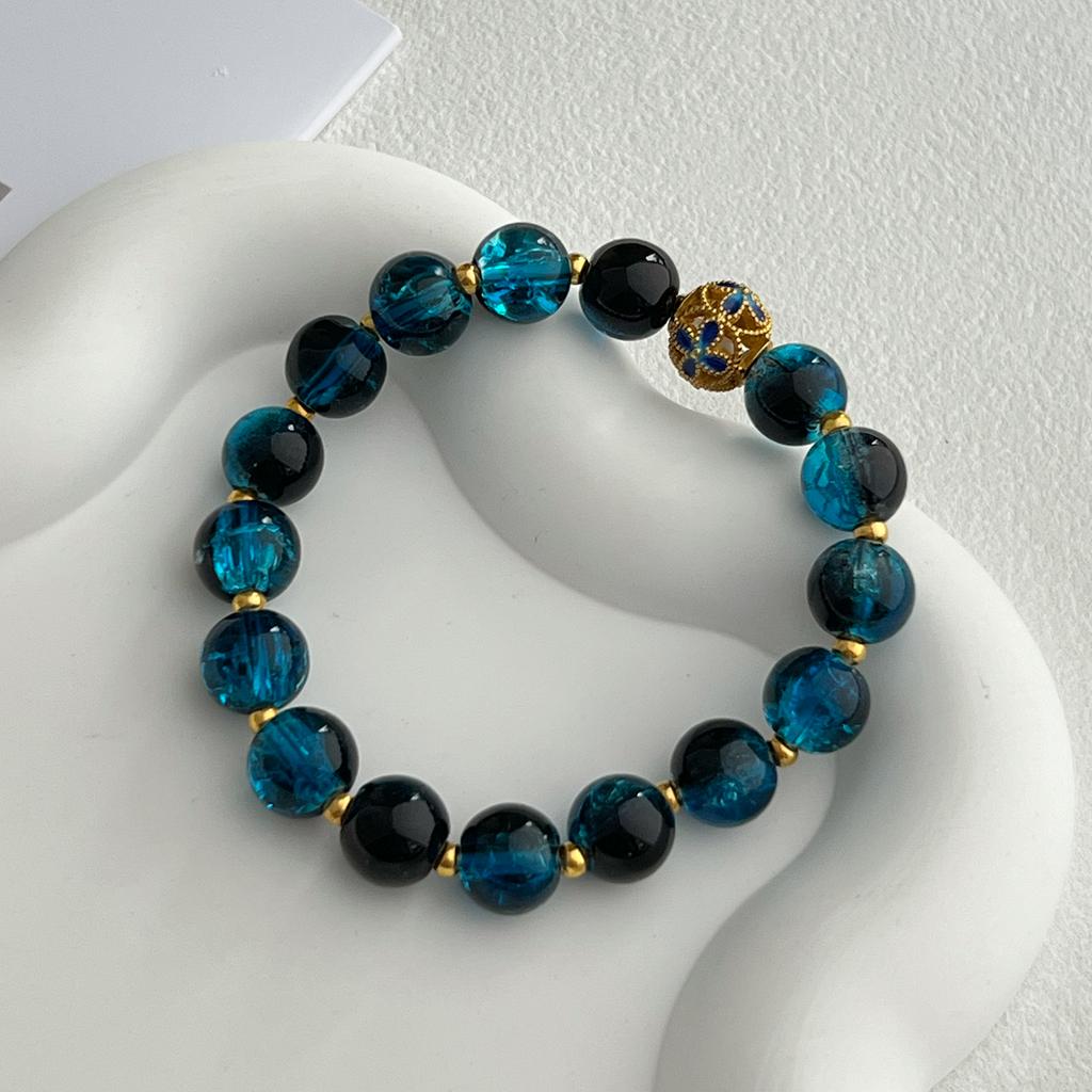 Bracelet For Women 10MM Round Handmade Glass Stone Stretch Adjustable Beaded Bracelet DIY Beading Charms Bangles Gifts For Teen Girls