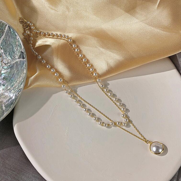 Double-Layer Clavicle Chain Choker with Pearl - Elegant Niche Design for Women
