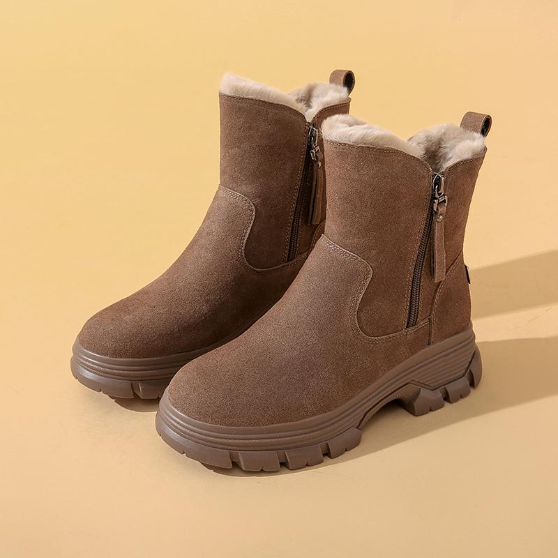 New Winter Snow Boots, Women Add Velvet and Thick Soles To Increase Cotton Shoes, Outdoor Anti-slip Wear-resistant Ankle Boots