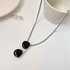 Y2K Retro Black Sunglasses Pendant On Silver Titanium Steel Chain - Hip Hop Street Style Necklace for Men & Women