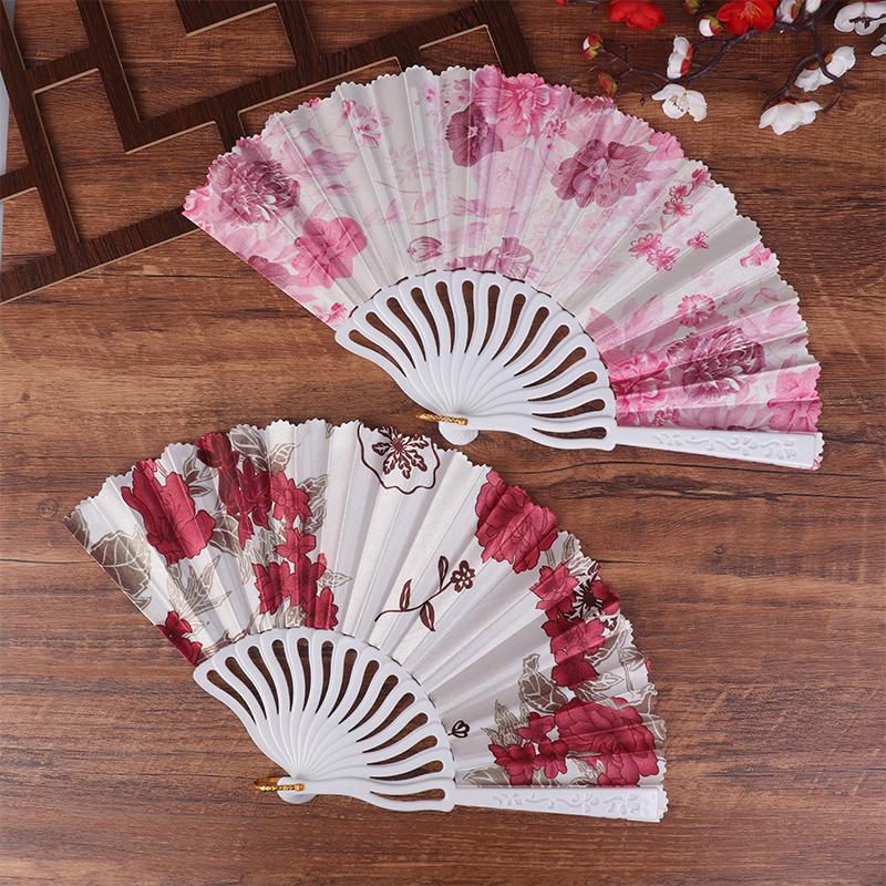 Retro Flower Printed Folding Fan Classical Dancing Fan Women Cheongsam Fan Portable Hand Held Fan Wedding Fan Decor Gifts