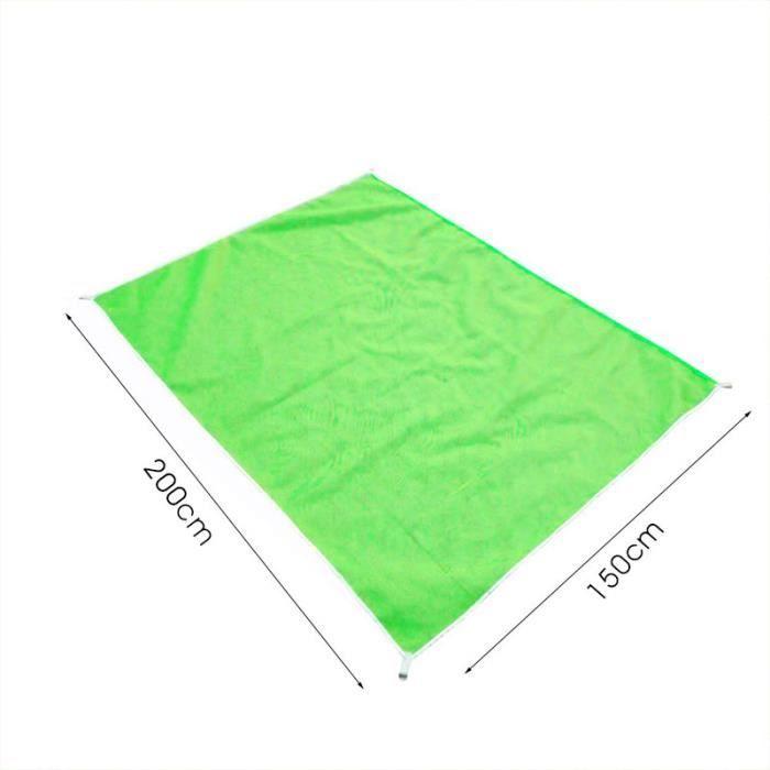 Anti-Sand Strandmatte - SHOP-STORY - XXL 200 x 150 cm - Grün - Befestigungsringe - Maschinenwaschbar