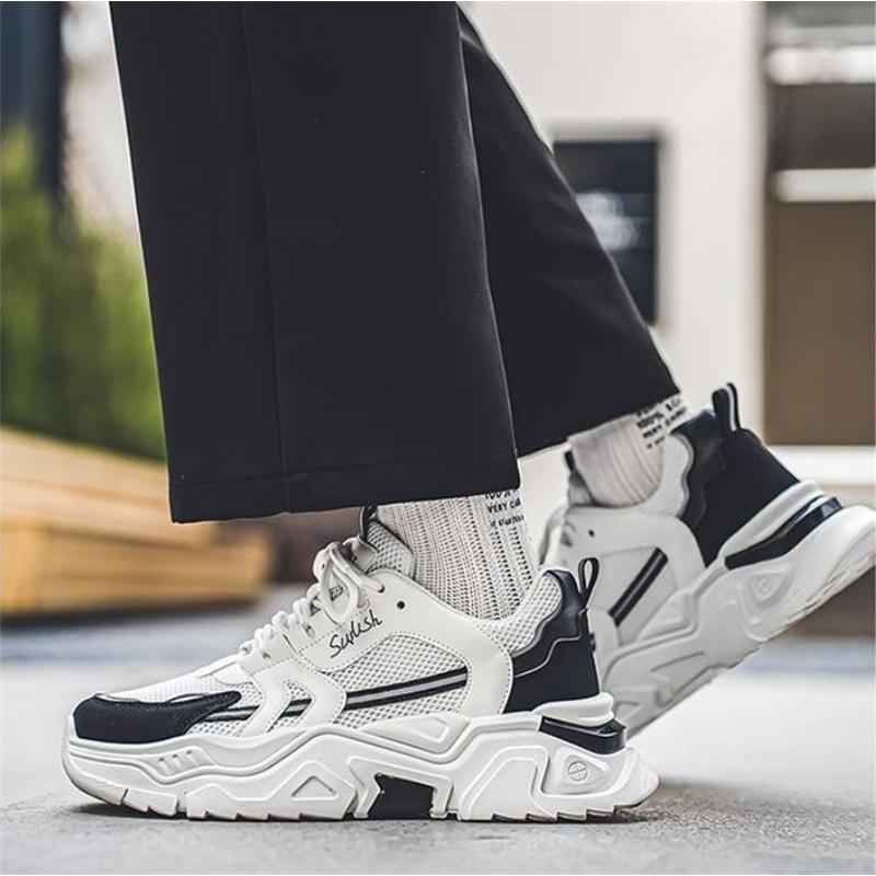 Herrenmode dicke Sohle Sportschuhe atmungsaktive Laufschuhe